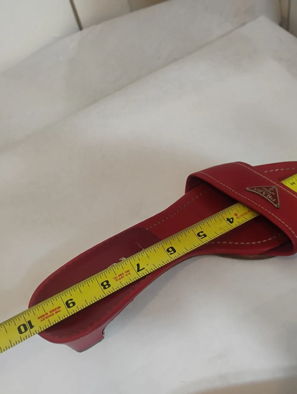 PRADA Iconic Logo Triangle Logo Heeled Red Leather PhoSexy Leather Size 38 Y2K - Picture 10 of 15
